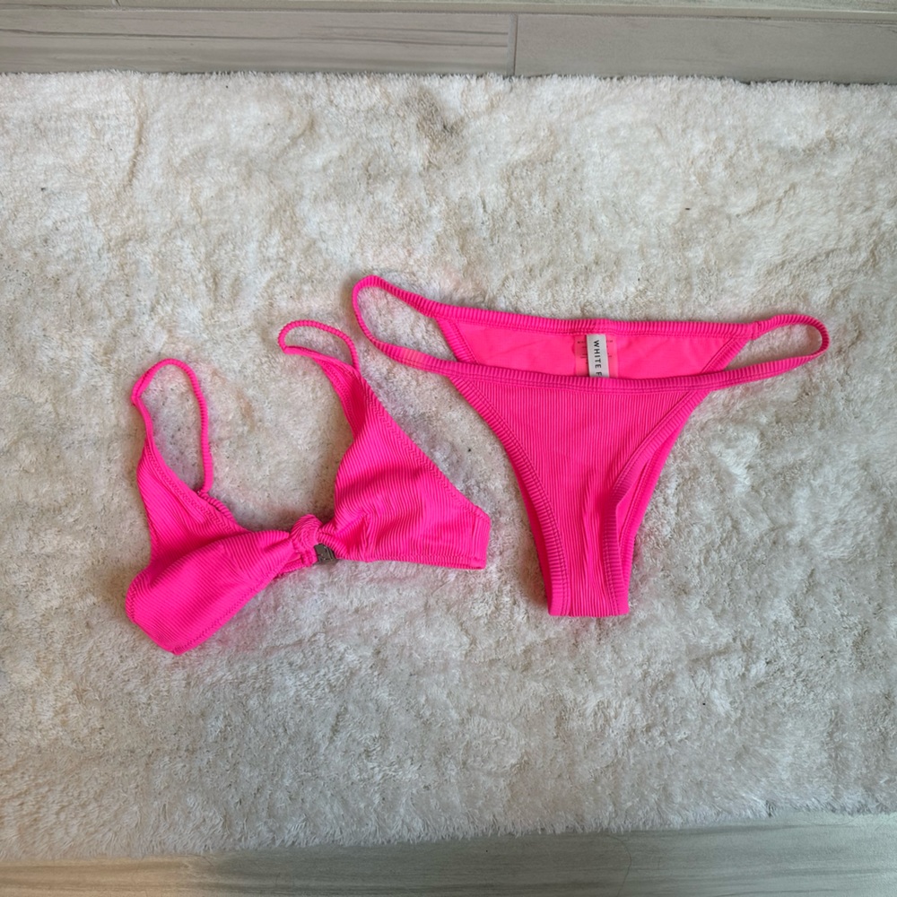White fox hot pink bikini set